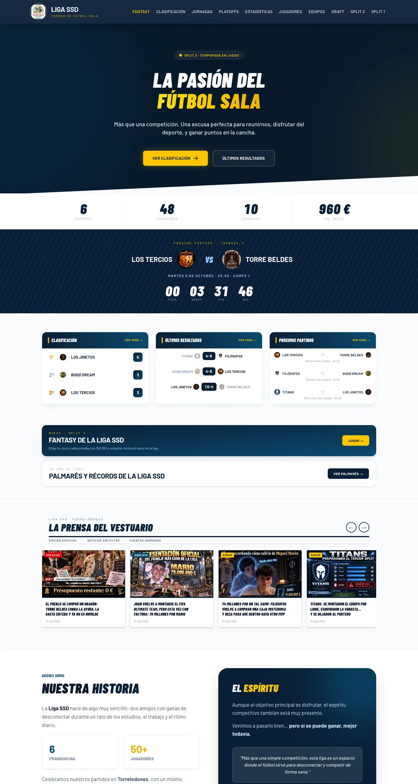 Captura de la web de Liga SSD