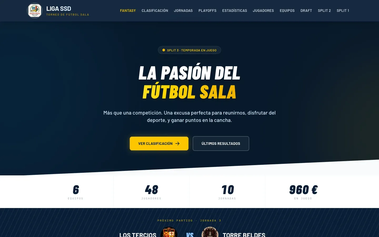Web de Liga SSD: plataforma para una liga de fútbol sala