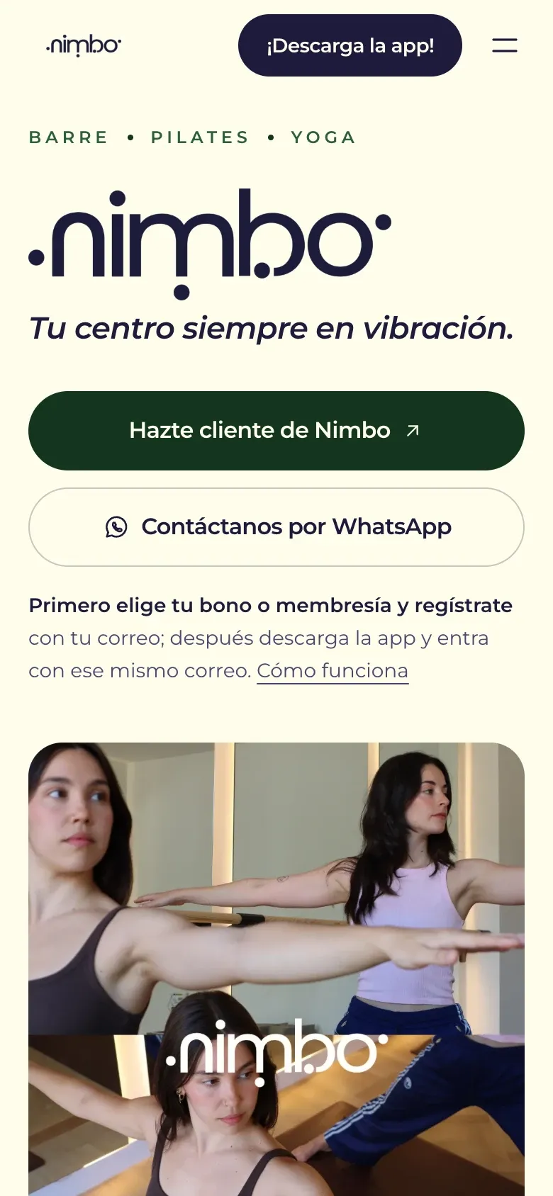 La web de Nimbo en el móvil